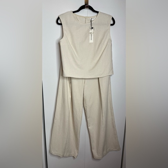 Commense Linen Blends Casual Pants Set Khaki Small NWT - Picture 2 of 16